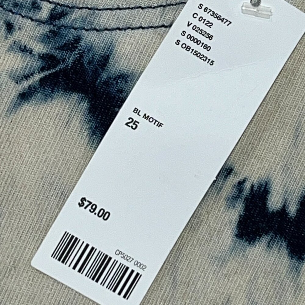 BDG Urban Outfitters HIGH & WIDE Cream & Blue Tie Dye Jeans Pants - NWT - 25 - Picture 9 of 14